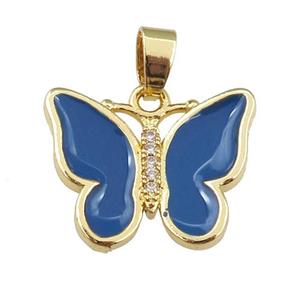 copper butterfly pendant with navyblue enamel, gold plated, approx 16-20mm [FN24417]