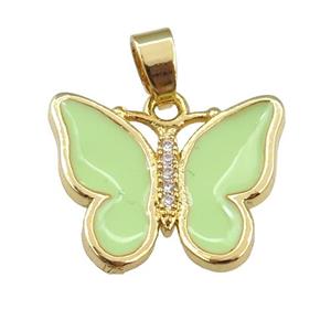 copper butterfly pendant with applegreen enamel, gold plated, approx 16-20mm [FN24424]