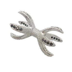 Copper Beads Holder Pave Zircon Platinum Plated, approx 8-20mm [FN24531]