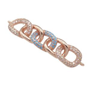 copper Linker Connector pave zircon, rose gold, approx 9-37mm [FN24535]