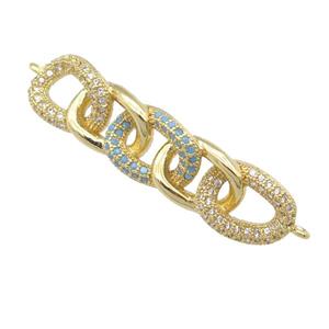copper Linker Connector pave zircon, gold plated, approx 9-37mm [FN24536]