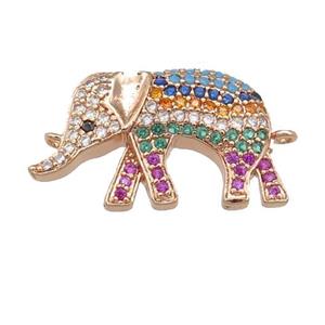 copper Elephant connector pave zircon, rose gold, approx 13-22mm [FN24556]