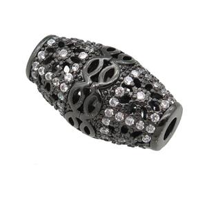 copper rice beads pave zircon, black plated, approx 10-17mm, 2.5mm hole [FN24592]