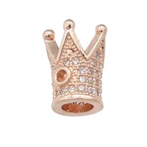 copper Crown beads pave zircon, rose gold, approx 8-12mm [FN24594]