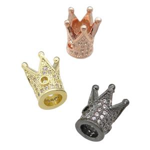 copper Crown beads pave zircon, mixed, approx 8-12mm [FN24598]