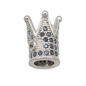 copper Crown beads pave zircon, platinum plated, approx 8-12mm [FN24599]