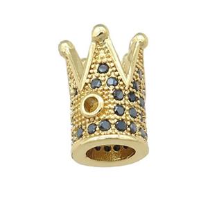 copper Crown beads pave zircon, gold plated, approx 8-12mm [FN24600]