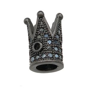 copper Crown beads pave zircon, black plated, approx 8-12mm [FN24601]