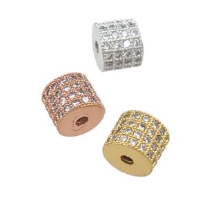 copper tube beads pave zircon, mixed, approx 7mm [FN24614]