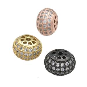copper rondelle beads pave zircon, mixed, approx 12mm [FN24665]