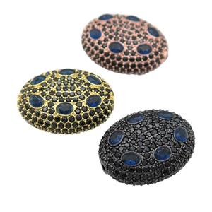 copper oval beads pave blue zircon, mixed, approx 20-25mm [FN24694]