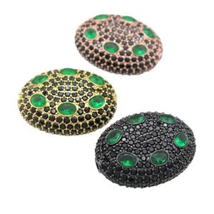 copper oval beads pave green zircon, mixed, approx 20-25mm [FN24699]