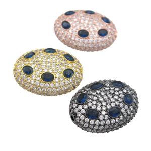 copper oval beads pave blue zircon, mixed, approx 20-25mm [FN24708]