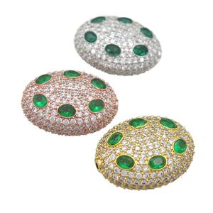 copper oval beads pave green zircon, mixed, approx 20-25mm [FN24712]