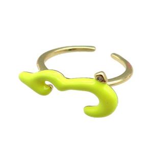 copper Ring with yellow enamel, gold plated, approx 9-20mm, 18mm dia [FN24746]