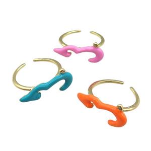 copper Ring with enamel, gold plated, mixed, approx 9-20mm, 18mm dia [FN24749]