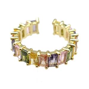 copper Ring paved zircon, gold plated, approx 6mm, 18mm dia [FN24752]