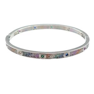 copper Bangle paved zircon, platinum plated, approx 50-60mm [FN24848]