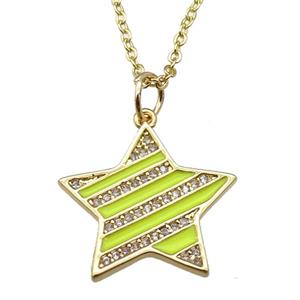 copper Necklace with yellow enamel star, gold plated, approx 19mm, 42-47cm length [FN24860]