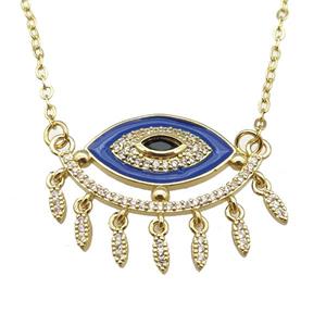 copper Necklace with blue enamel eye, gold plated, approx 25-30mm, 42-47cm length [FN24865]