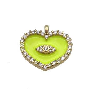 copper Heart pendant paved zircon with yellow enamel, gold plated, approx 17-18mm [FN24878]