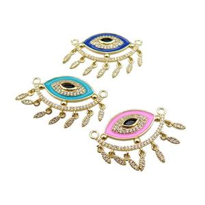 copper Evil Eye pendant paved zircon with enamel, gold plated, mixed, approx 25-33mm [FN24899]