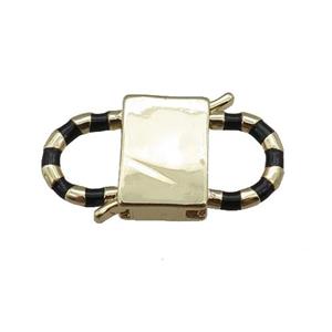 copper Clasp with black enamel, gold plated, approx 15-27mm [FN24900]