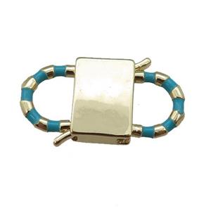 copper Clasp with teal enamel, gold plated, approx 15-27mm [FN24901]
