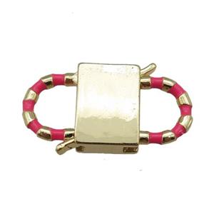 copper Clasp with hotpink enamel, gold plated, approx 15-27mm [FN24903]