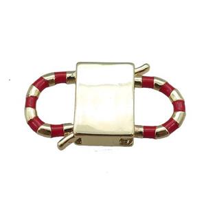 copper Clasp with red enamel, gold plated, approx 15-27mm [FN24904]