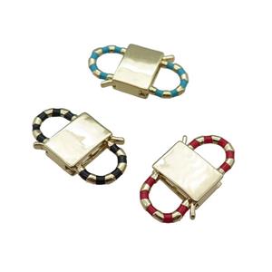 copper Clasp with enamel, gold plated, mixed, approx 15-27mm [FN24905]