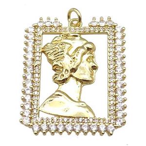 copper Beauty pendant paved zircon, gold plated, approx 25-33mm [FN24909]
