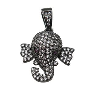 copper Elephant paved zircon, black plated, approx 20mm [FN24948]