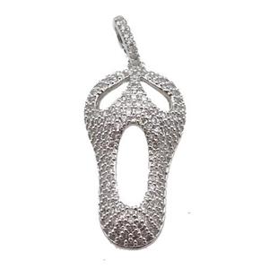 copper Skull charm pendant paved zircon, halloween, platinum plated, approx 15-27mm [FN24951]