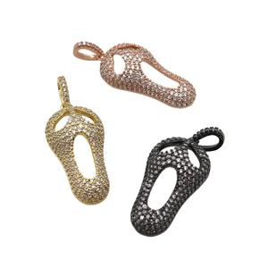 copper Skull charm pendant paved zircon, halloween, mixed, approx 15-27mm [FN24955]