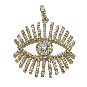 copper Eye charm pendant paved zircon, gold plated, approx 30mm [FN24962]