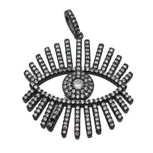 copper Eye charm pendant paved zircon, black plated, approx 30mm [FN24964]