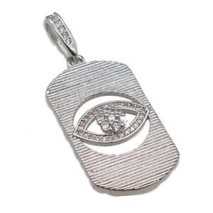 copper Eye pendant paved zircon, platinum plated, approx 18-30mm [FN24966]