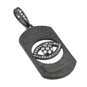 copper Eye pendant paved zircon, black plated, approx 18-30mm [FN24969]