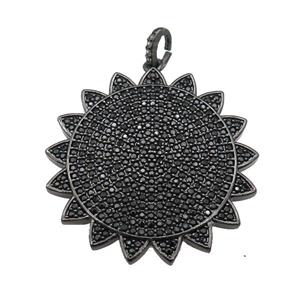 copper sunflower pendant paved zircon, black plated, approx 30mm [FN24974]