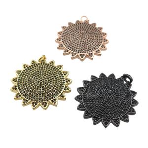 copper sunflower pendant paved zircon, mixed, approx 30mm [FN24975]