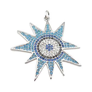 copper sunflower pendant paved zircon, platinum plated, approx 35mm [FN24976]