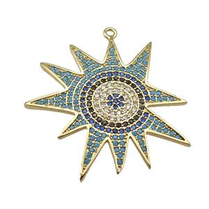 copper sunflower pendant paved zircon, gold plated, approx 35mm [FN24977]