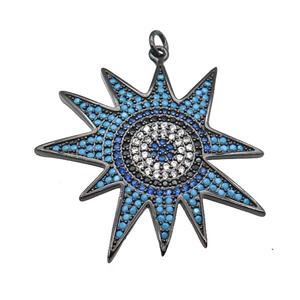 copper sunflower pendant paved zircon, black plated, approx 35mm [FN24978]
