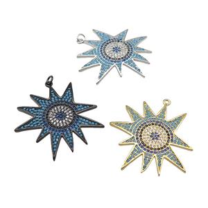 copper sunflower pendant paved zircon, mixed, approx 35mm [FN24979]