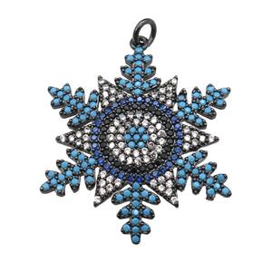 copper Snowflake pendant paved zircon, black plated, approx 30mm [FN24989]