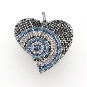 copper Heart pendant paved zircon, platinum plated, approx 30mm [FN25010]