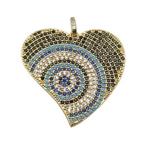 copper Heart pendant paved zircon, gold plated, approx 30mm [FN25011]