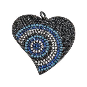 copper Heart pendant paved zircon, black plated, approx 30mm [FN25012]