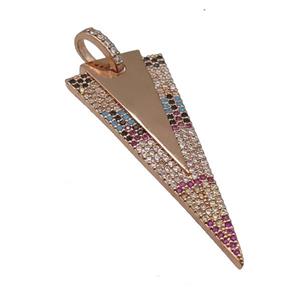 copper arrowhead pendant paved zircon, rose gold, approx 18-45mm [FN25030]